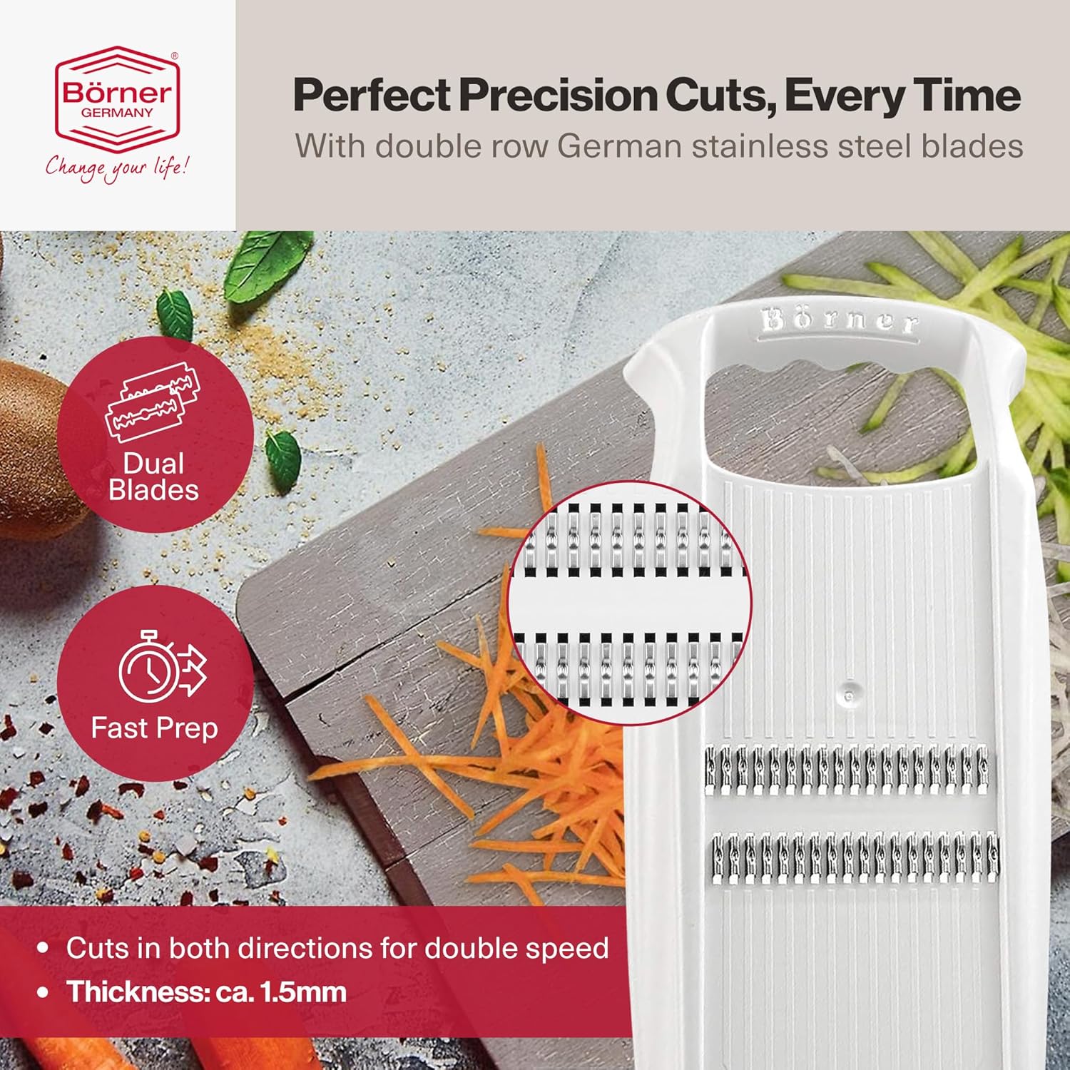 Börner PowerLine Thin Julienne Slicer – White