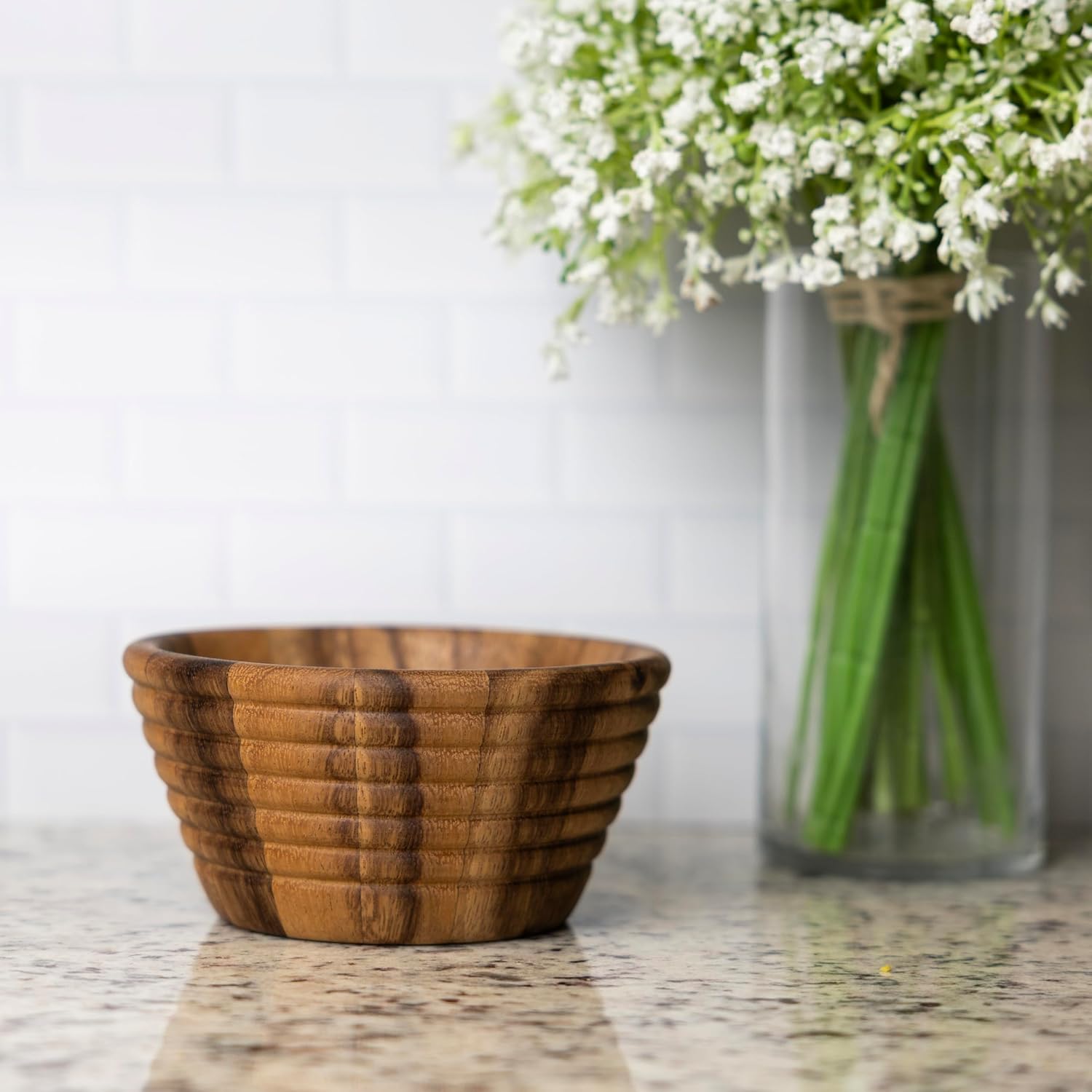 Ironwood Beehive Personal Acacia Wood Salad and Fruit Bowl 6 Inch