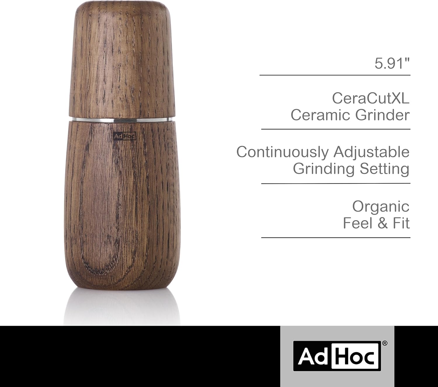 AdHoc Yono Salt and Pepper Mill – Dark Oak – 6" / 15 cm by Kitchen Niche