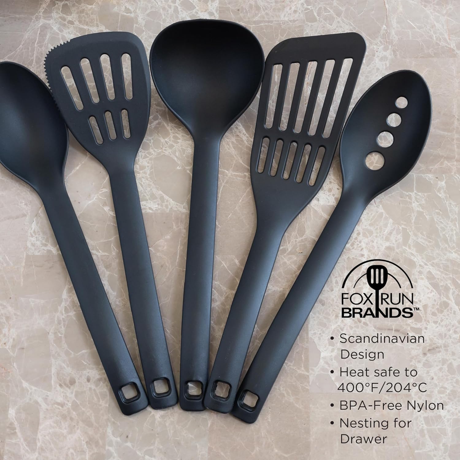 Fox Run 5-Piece Black Nylon Tool Set