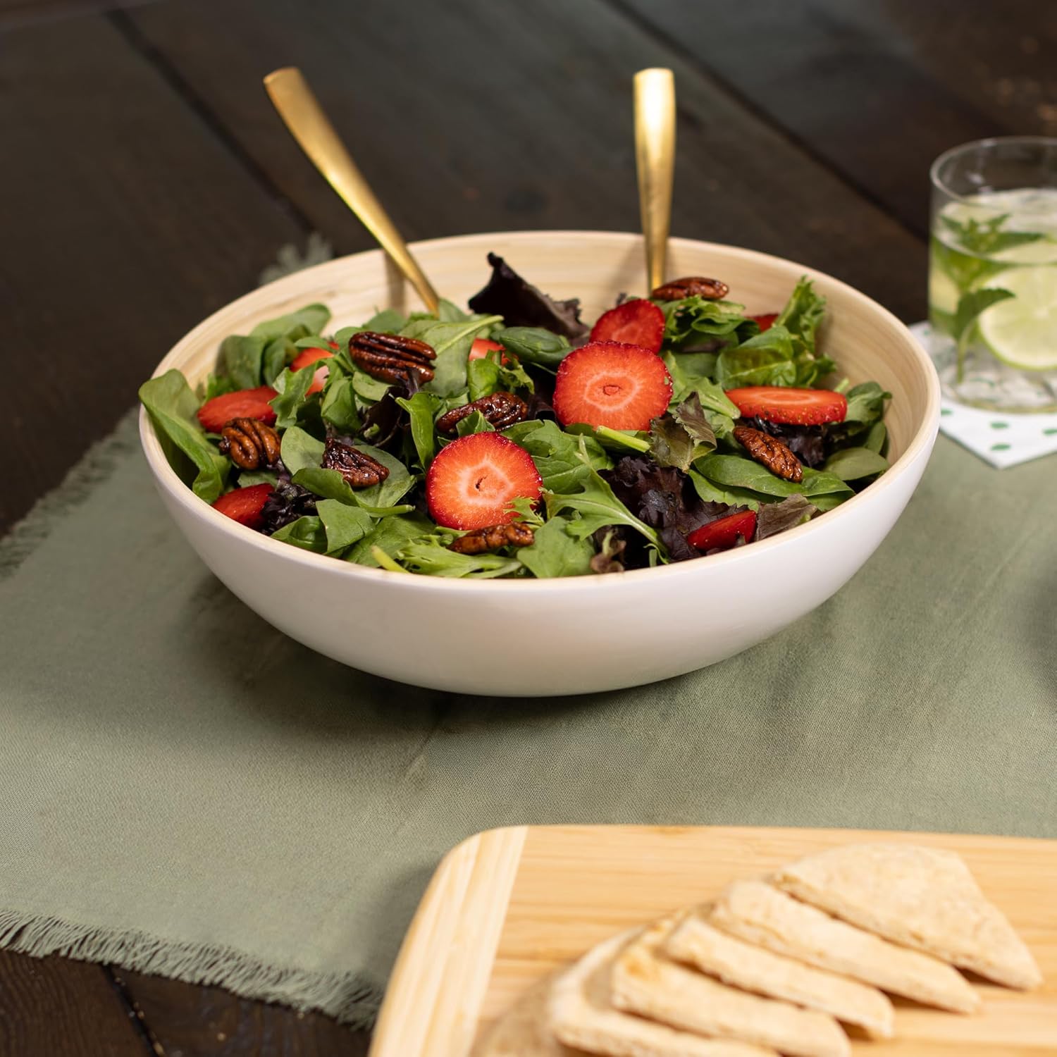 Joyce Chen Lexa Bamboo Salad Bowl – White – 12 Inch