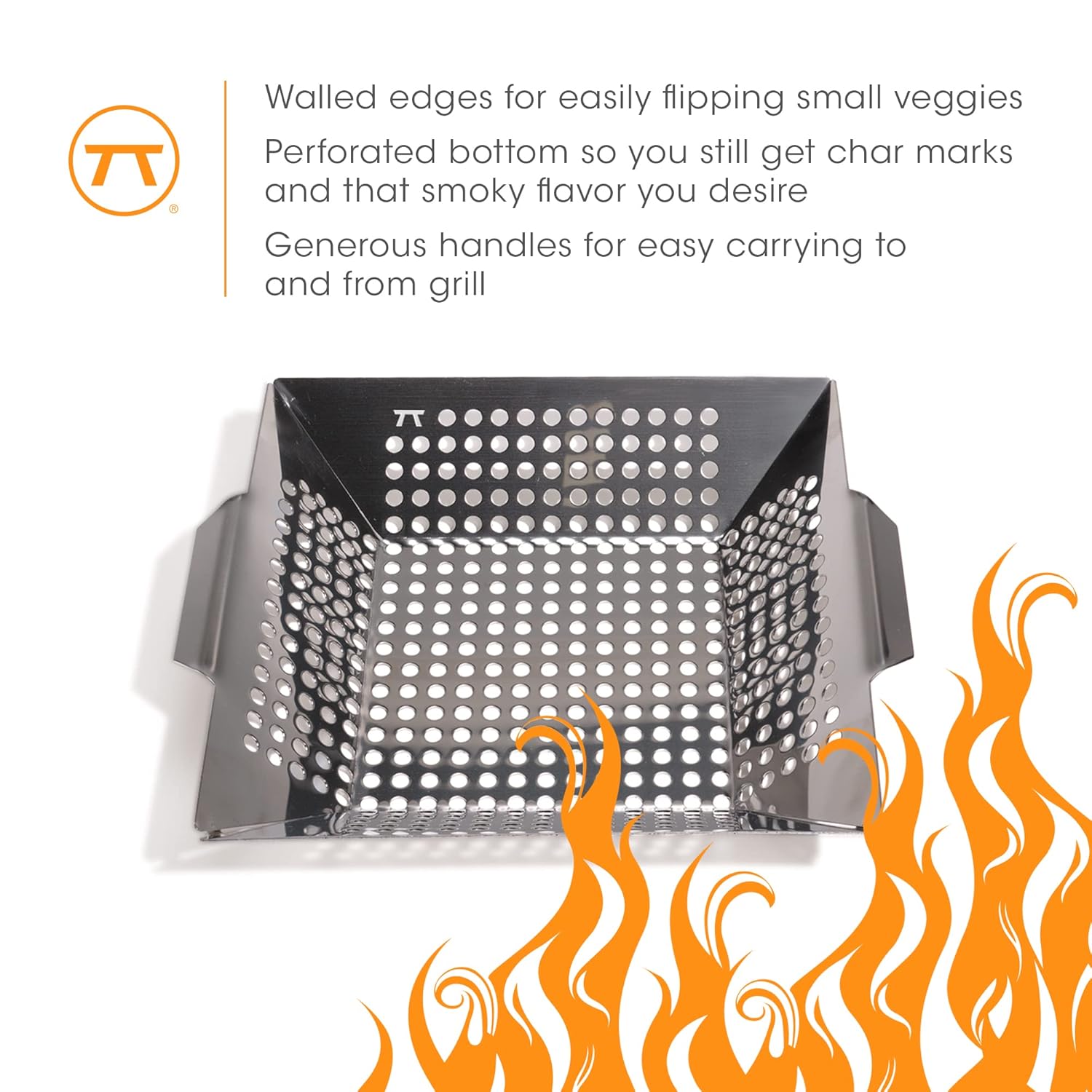 Outset Stainless Steel Square Grill Wok – 12"