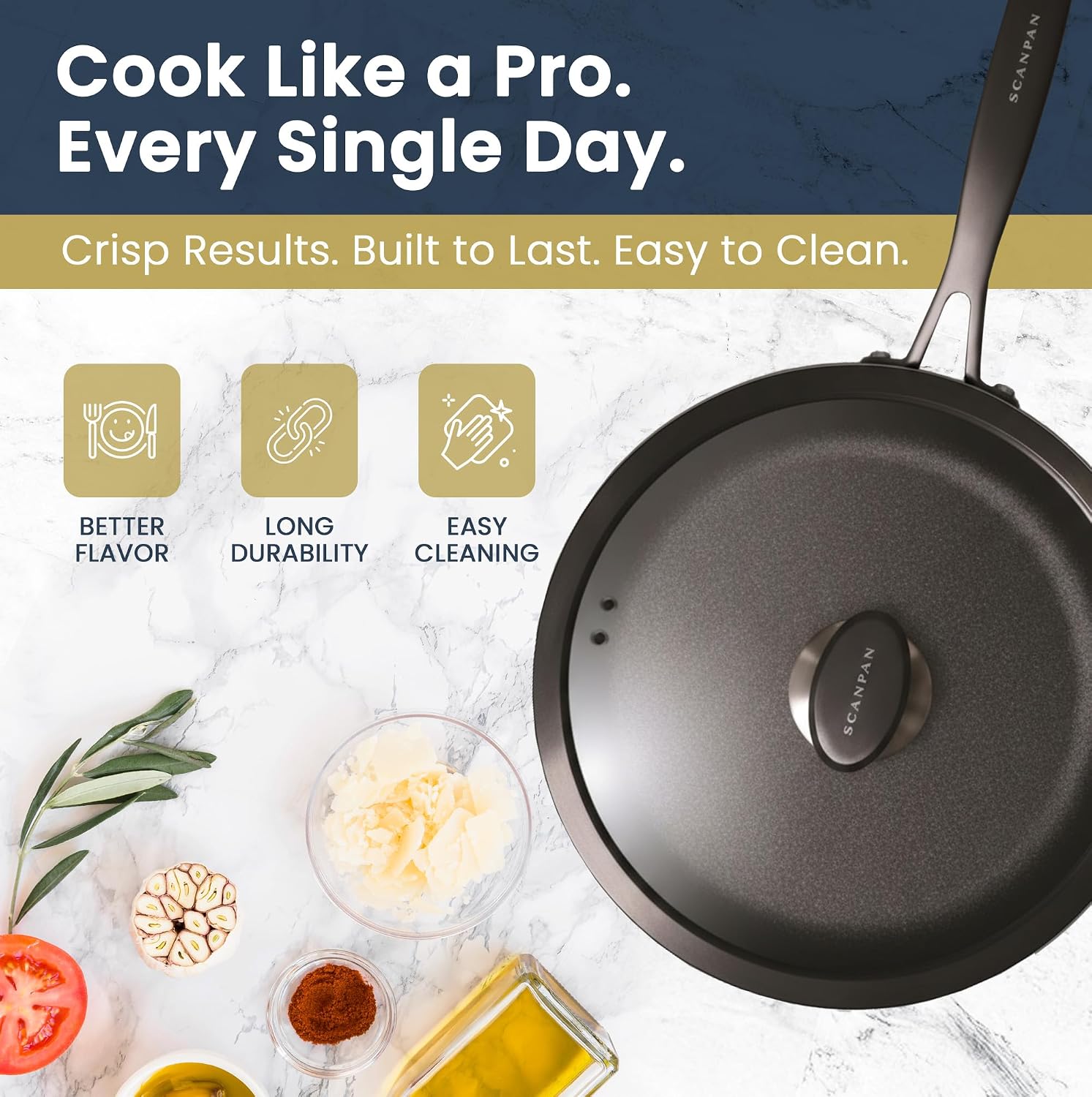 Scanpan Pro SB+ Induction Sauté Pan with Lid – 28 cm / 2.4 L