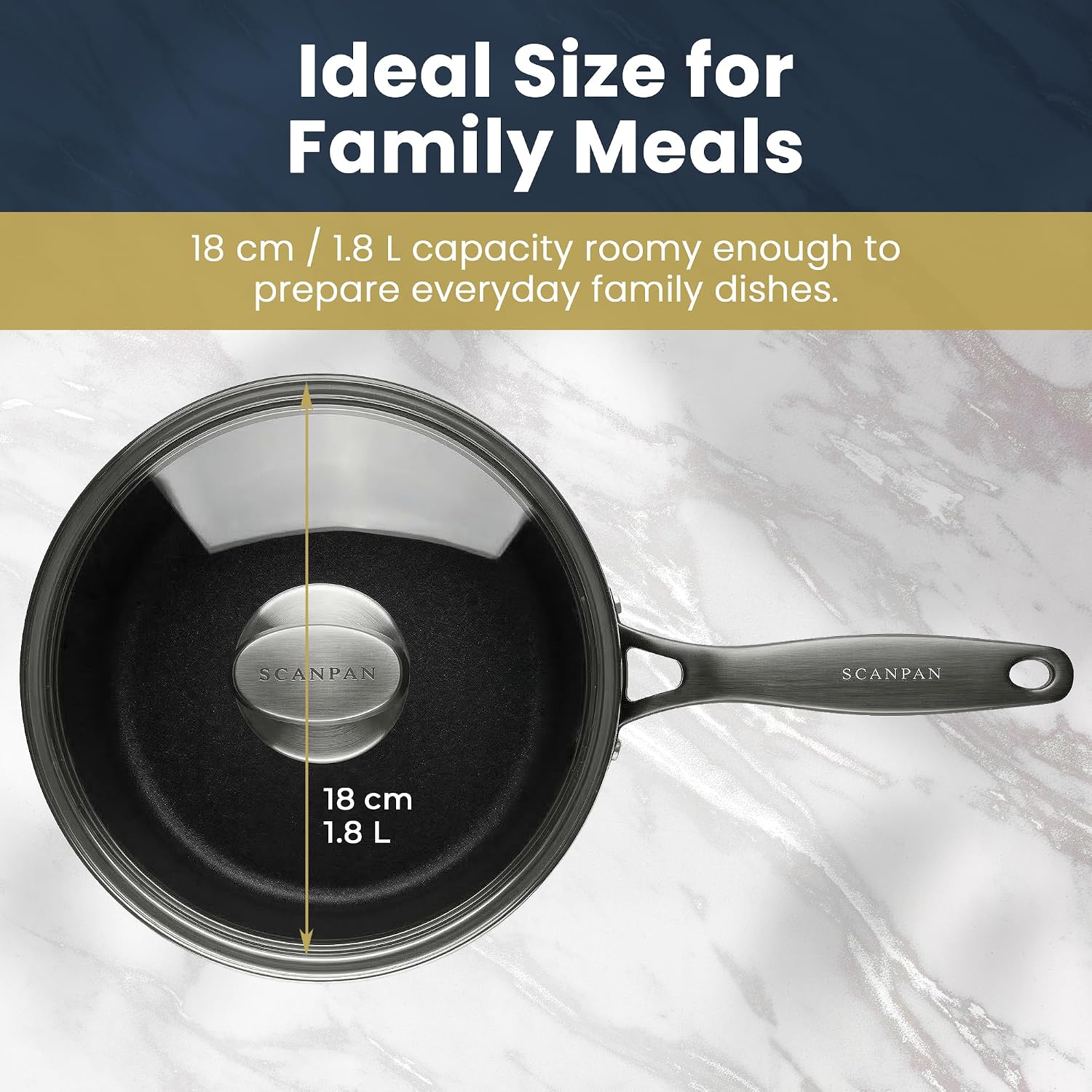 Scanpan Pro SB+ Saucepan with Lid – 18 cm / 1.8 L