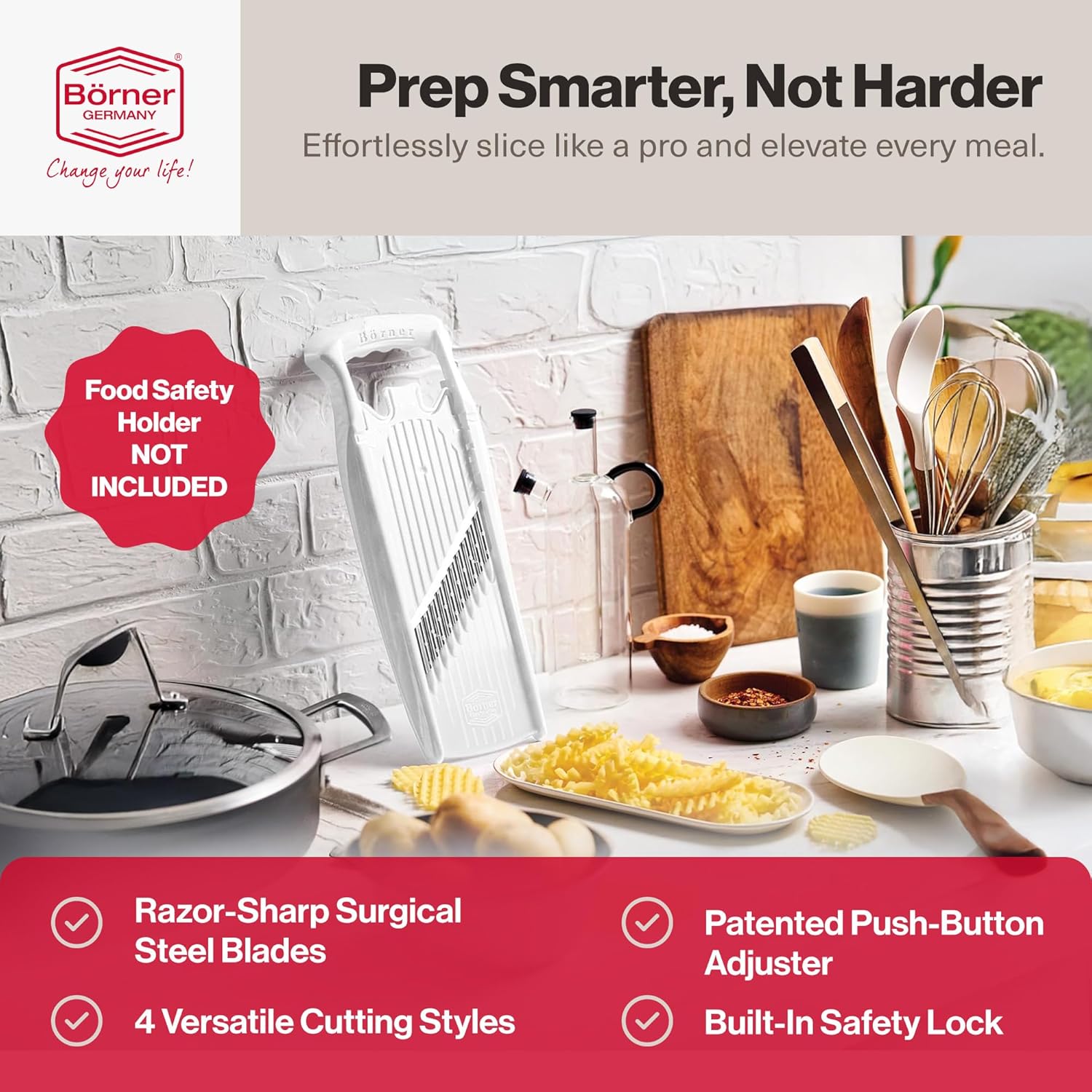 Swissmar Borner PowerLine Wave Waffle Mandoline Slicer – White by Kitchen Niche