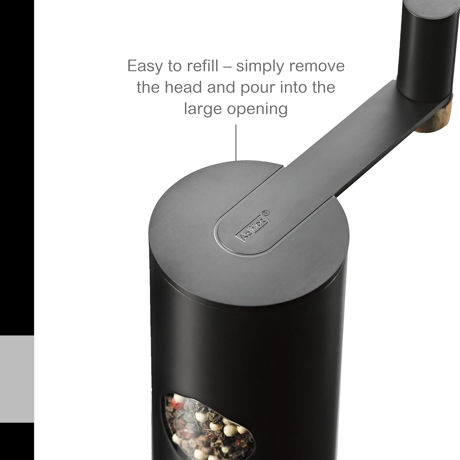AdHoc PowerMill Stainless Steel Crank Handle Salt and Pepper Mill – 8" / 20 cm