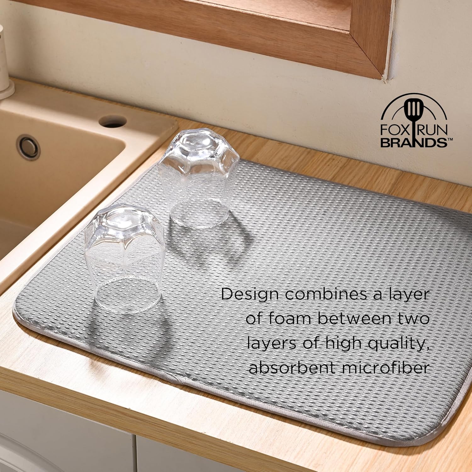 Fox Run Dish Drying Mat 16x18 Gray