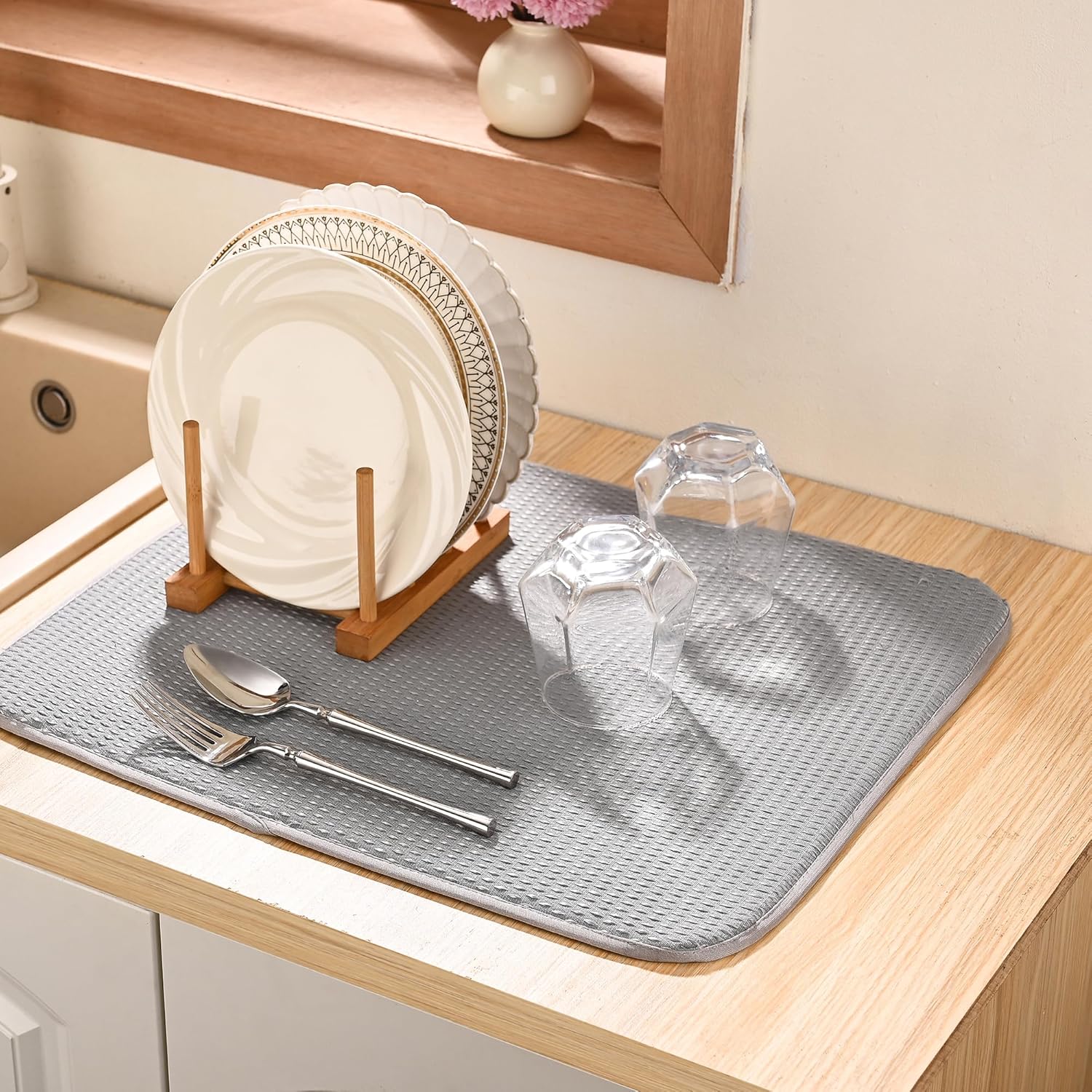 Fox Run Dish Drying Mat 16x18 Gray