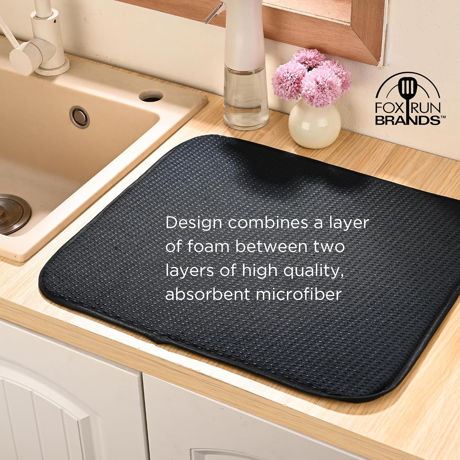 Fox Run Dish Drying Mat 16x18 Black