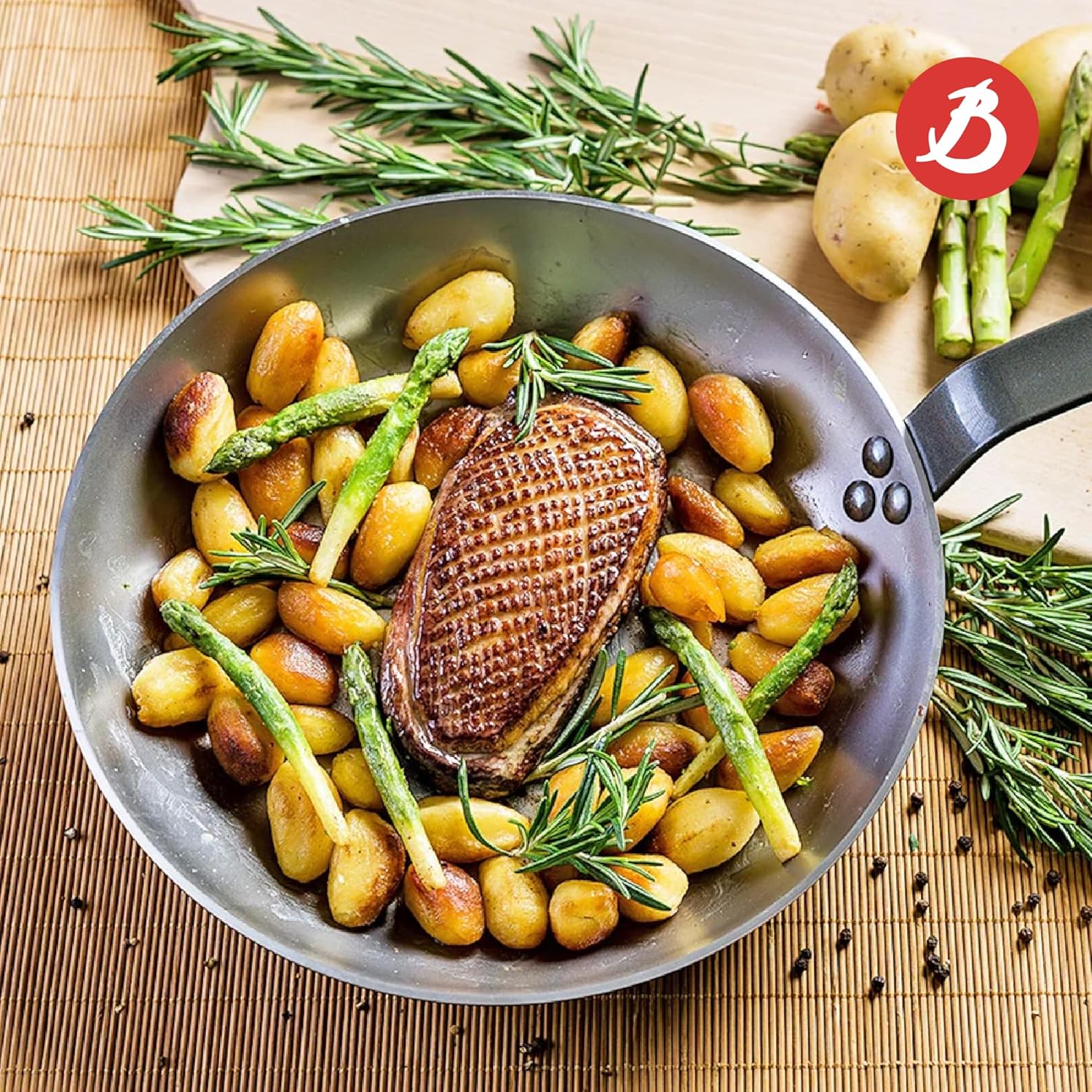 De Buyer 12.5" Mineral B Element Round Frying Grill Pan