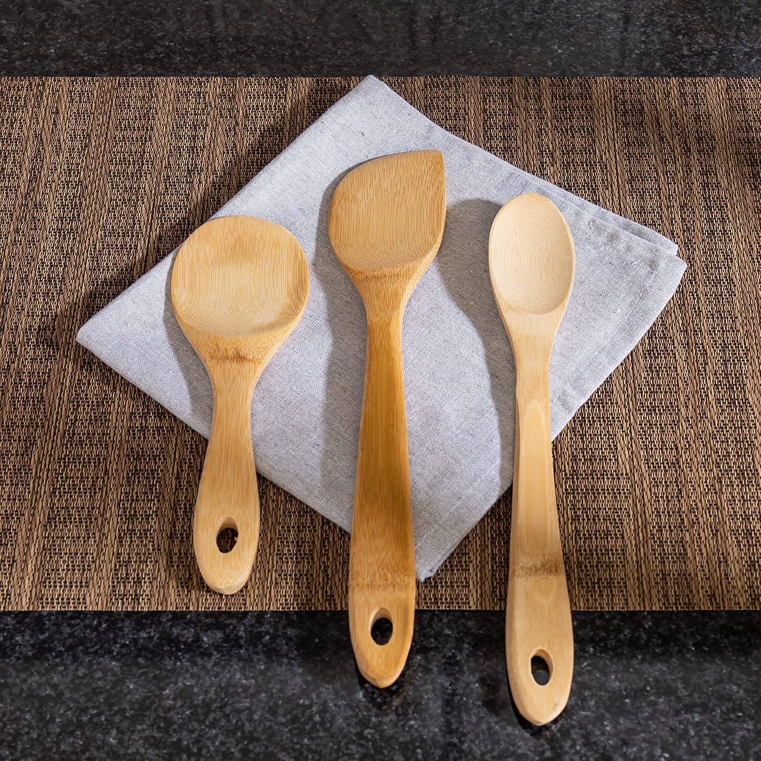 Joyce Chen Burnished Bamboo Wok Utensils – 3-Piece Stir Fry Set