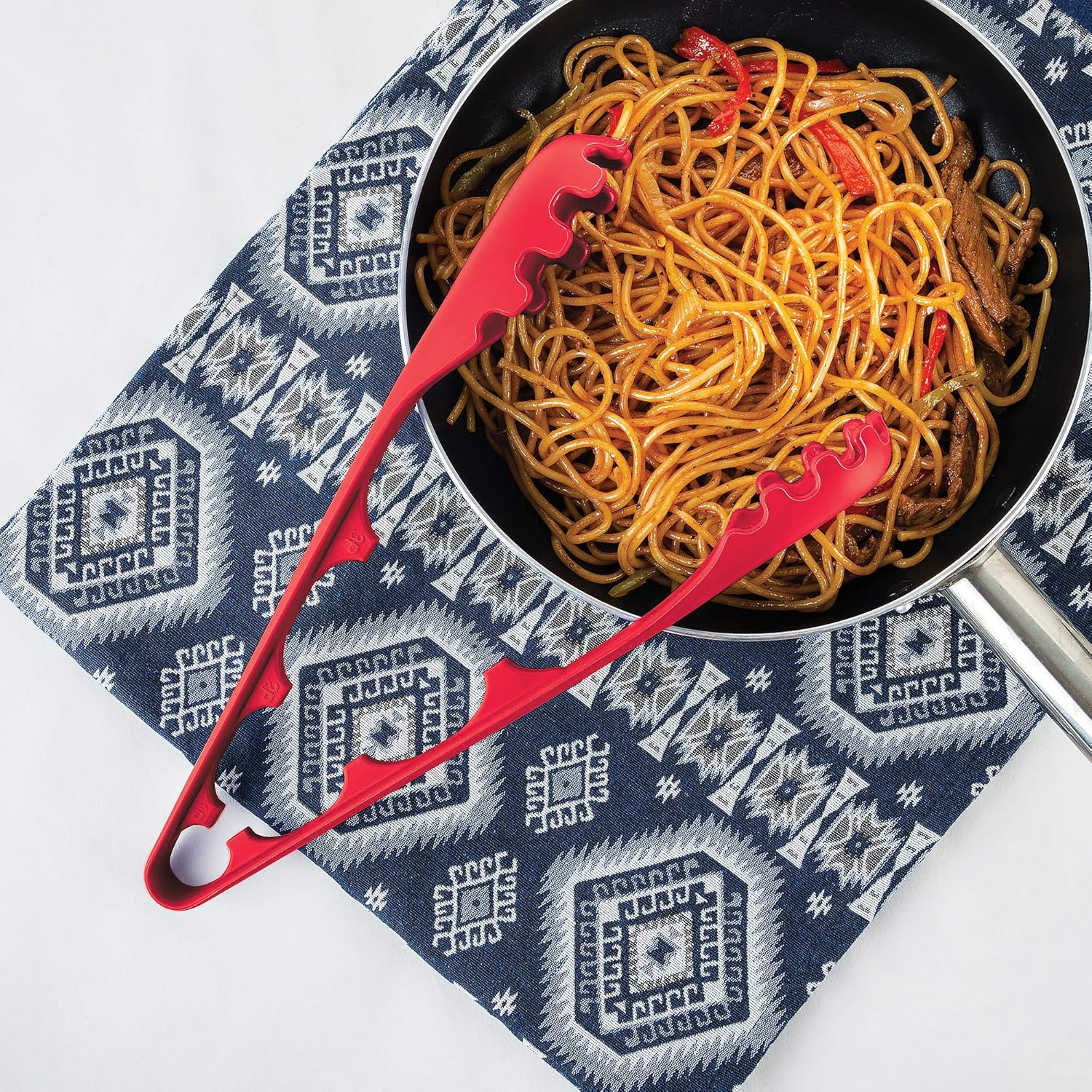 Fox Run 2 in 1 Silicone Pasta Serving Tongs with Measurer