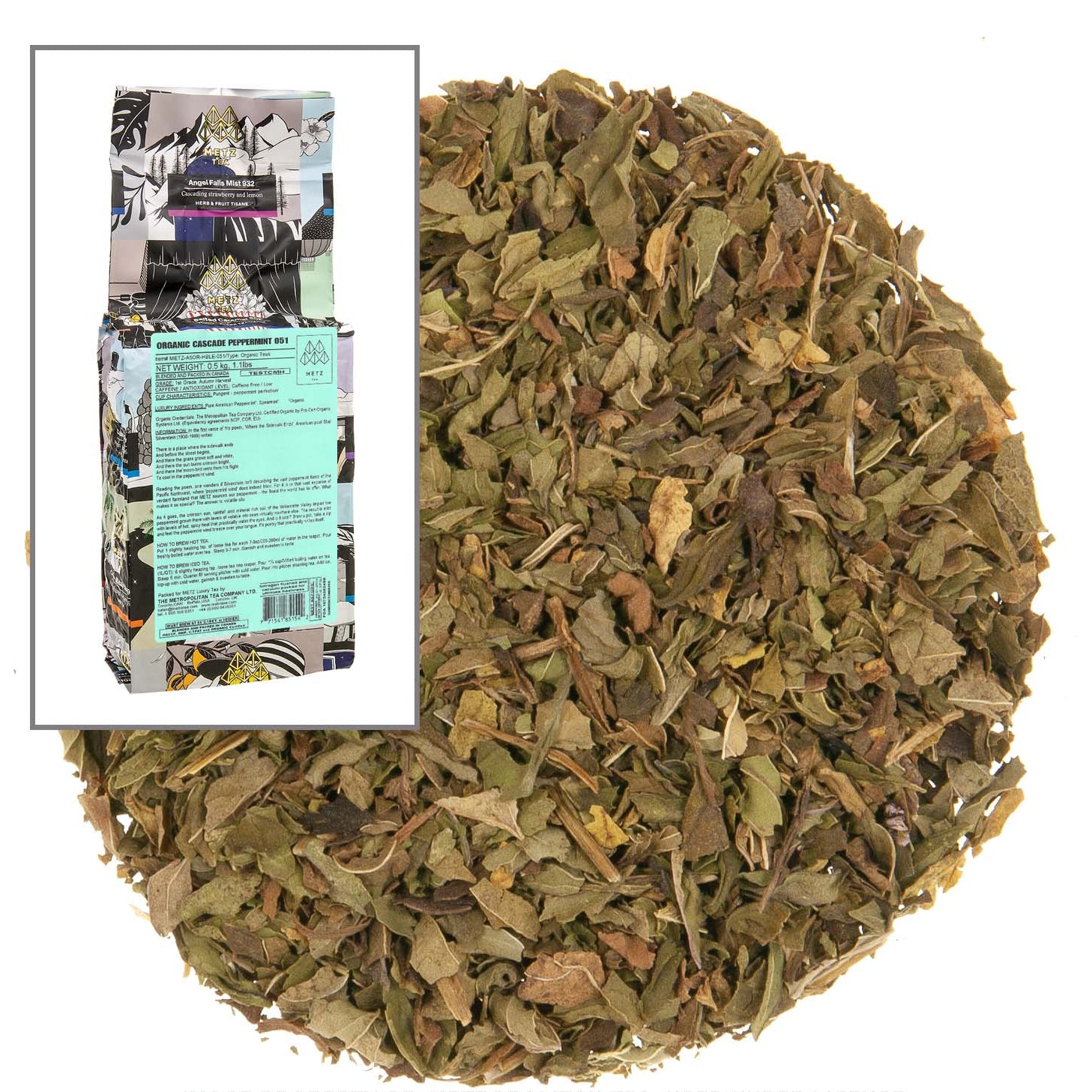 Metropolitan Tea Metz Organic Cascade Peppermint Loose Leaf Tea 0.88 lbs