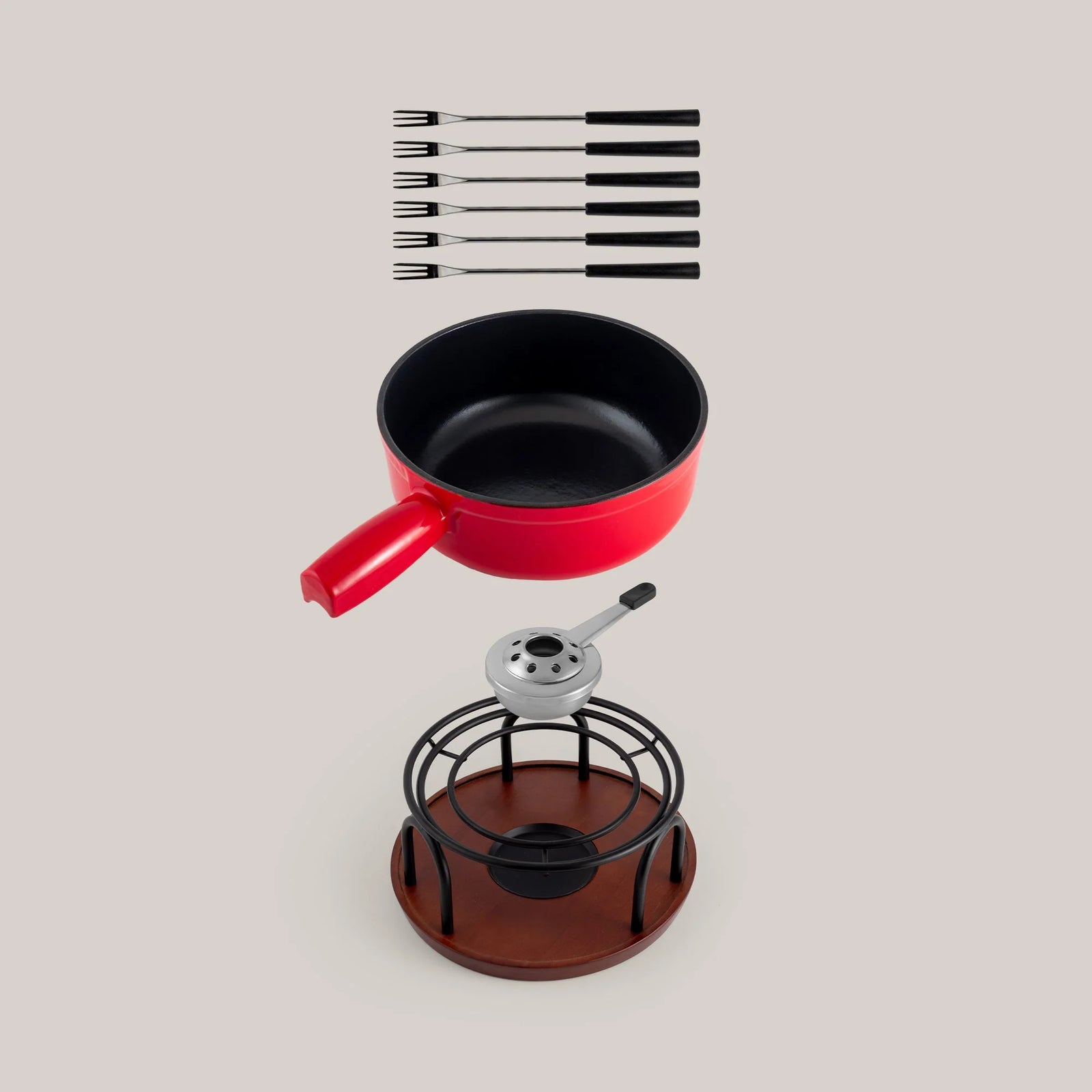 Swissmar Ticino Cast Iron Cheese Fondue Set – Red