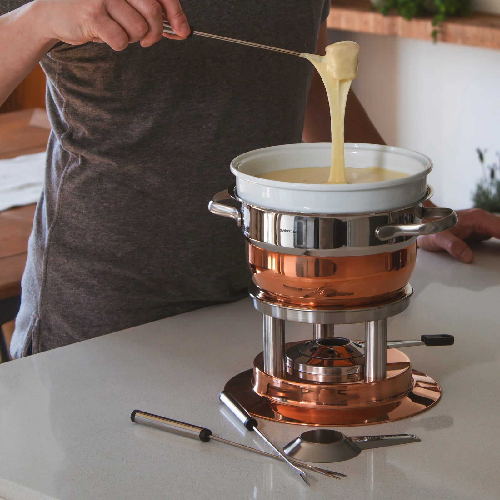 Swissmar Lausanne 11 Pc. Stainless Steel & Copper Fondue Set