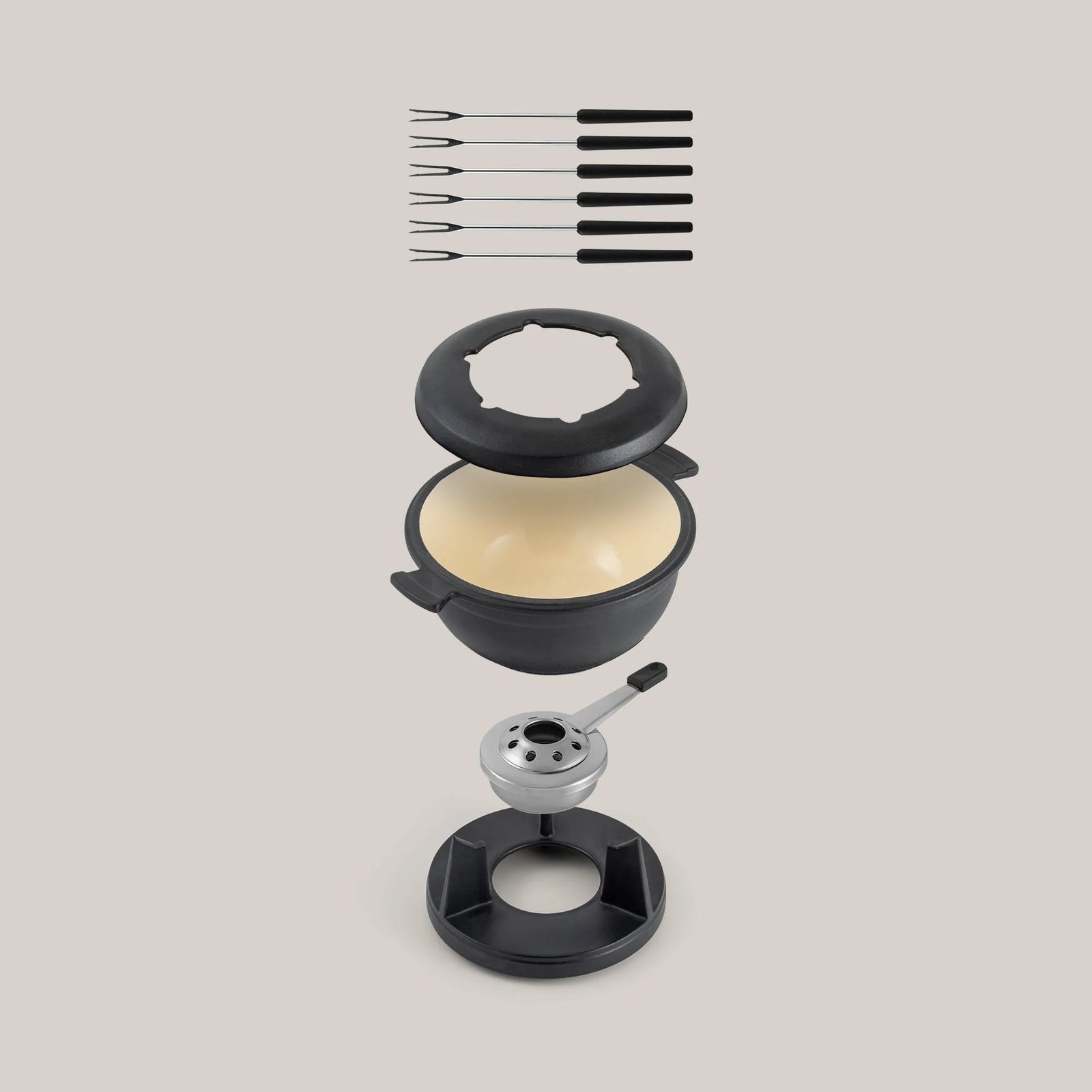 Swissmar Lucerne 10 Pc. Cast Iron Fondue Set – Matte Black