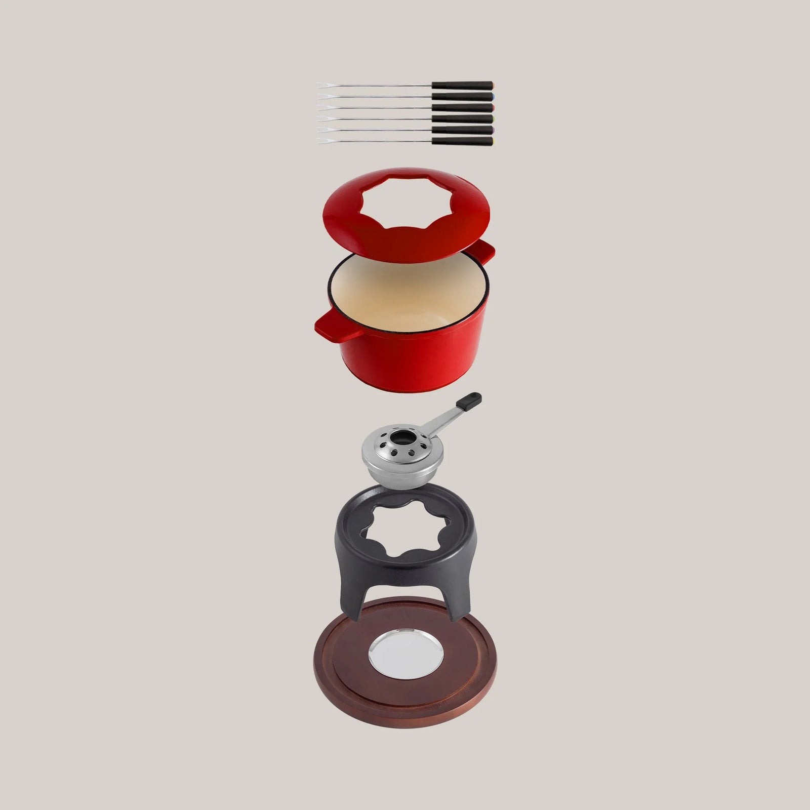 Swissmar Sierra 12 Pc. Cast Iron Fondue Set – Cherry Red