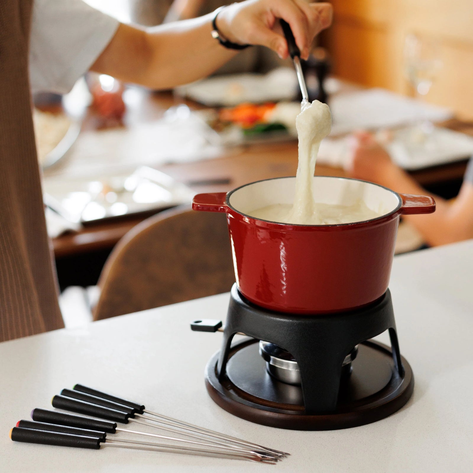 Swissmar Sierra 12 Pc. Cast Iron Fondue Set – Cherry Red