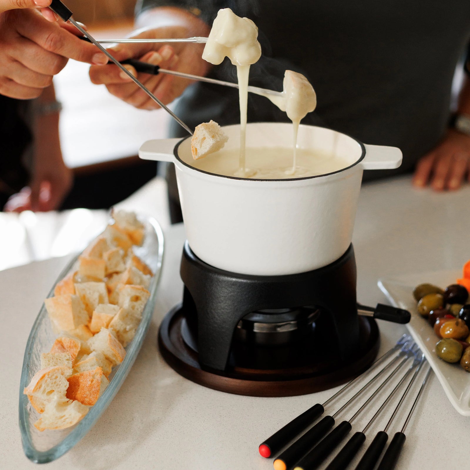Swissmar Sierra 12 Pc. Cast Iron Fondue Set – White
