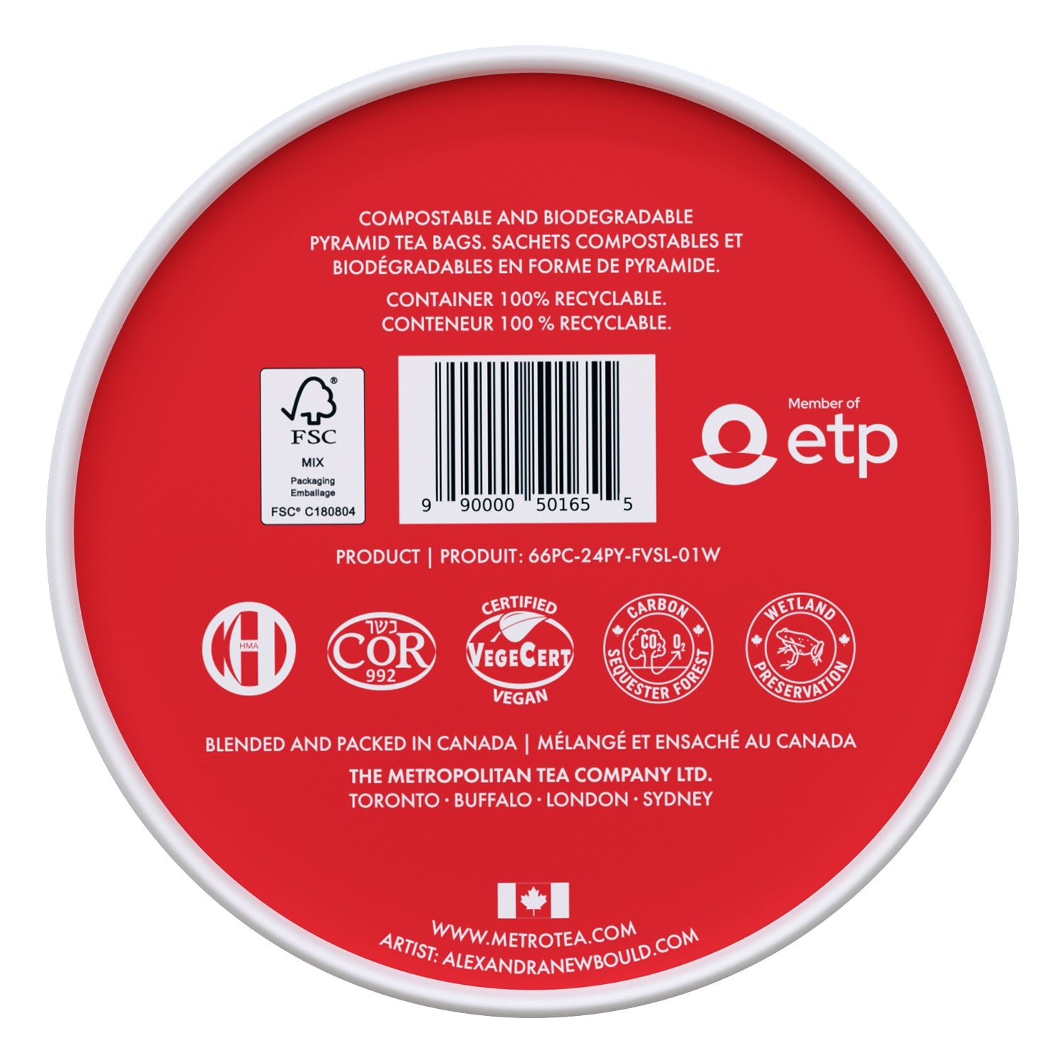 Metropolitan Tea M21 Holiday Winter Spice – Can of 24 Tea Bags by Kitchen Niche