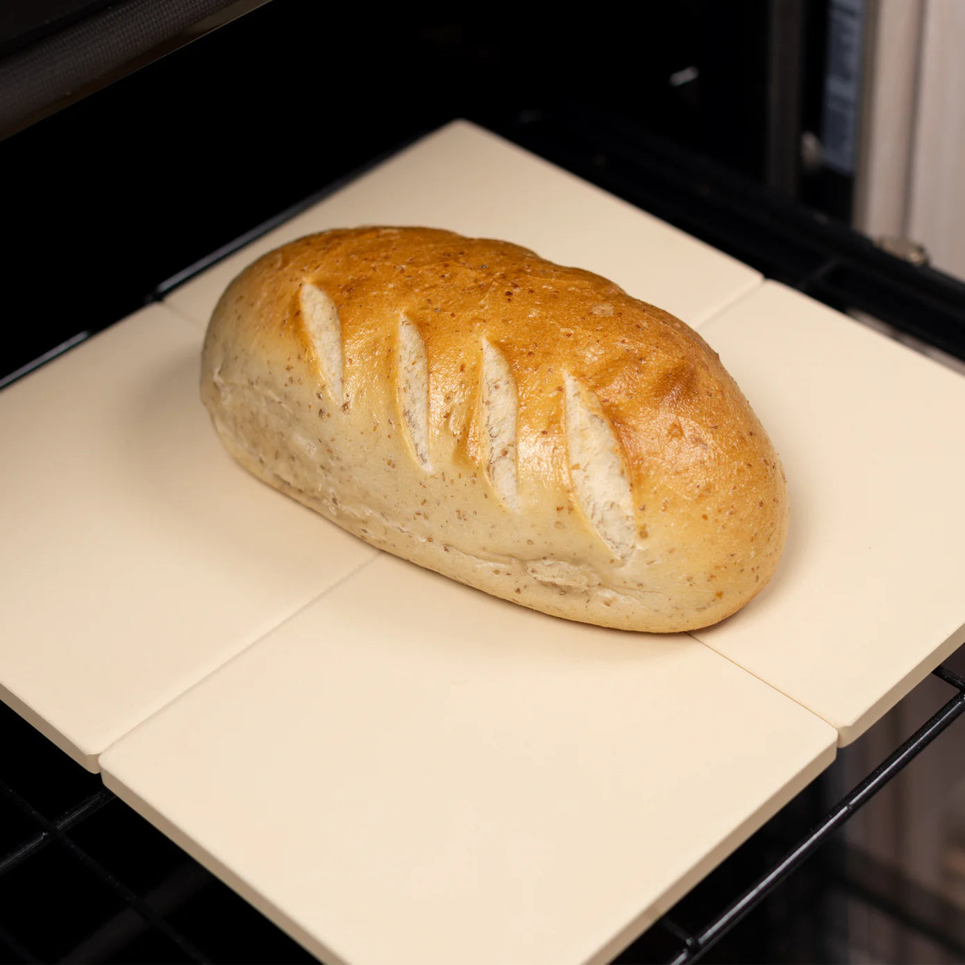 Old Stone Pizza Kitchen Cordierite Square Pizza Stone 4 Piece Set, 7.5x7.5-Inch, Beige Old Stone Pizza Kitchen by Kitchen Niche