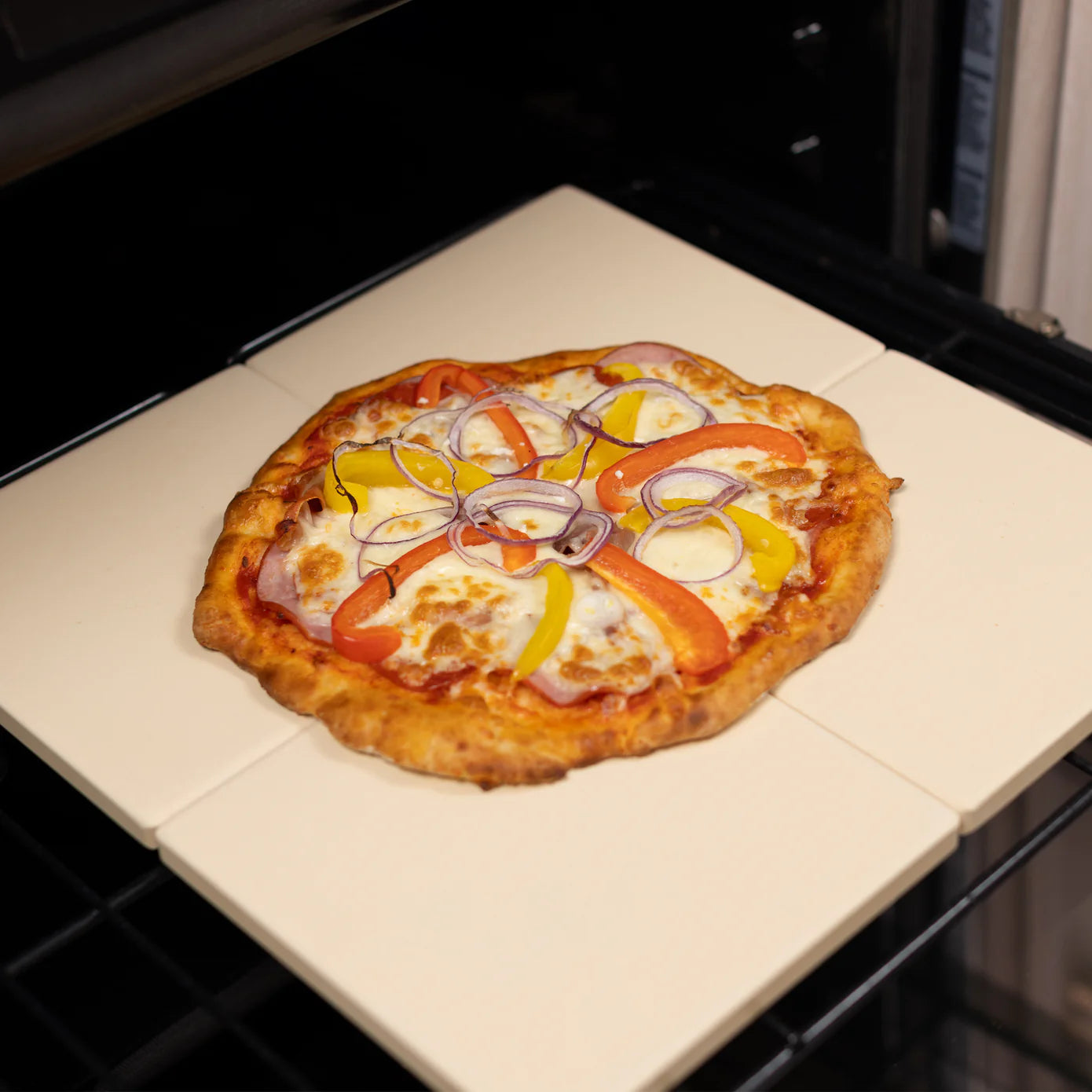 Old Stone Pizza Kitchen Cordierite Square Pizza Stone 4 Piece Set, 7.5x7.5-Inch, Beige Old Stone Pizza Kitchen by Kitchen Niche