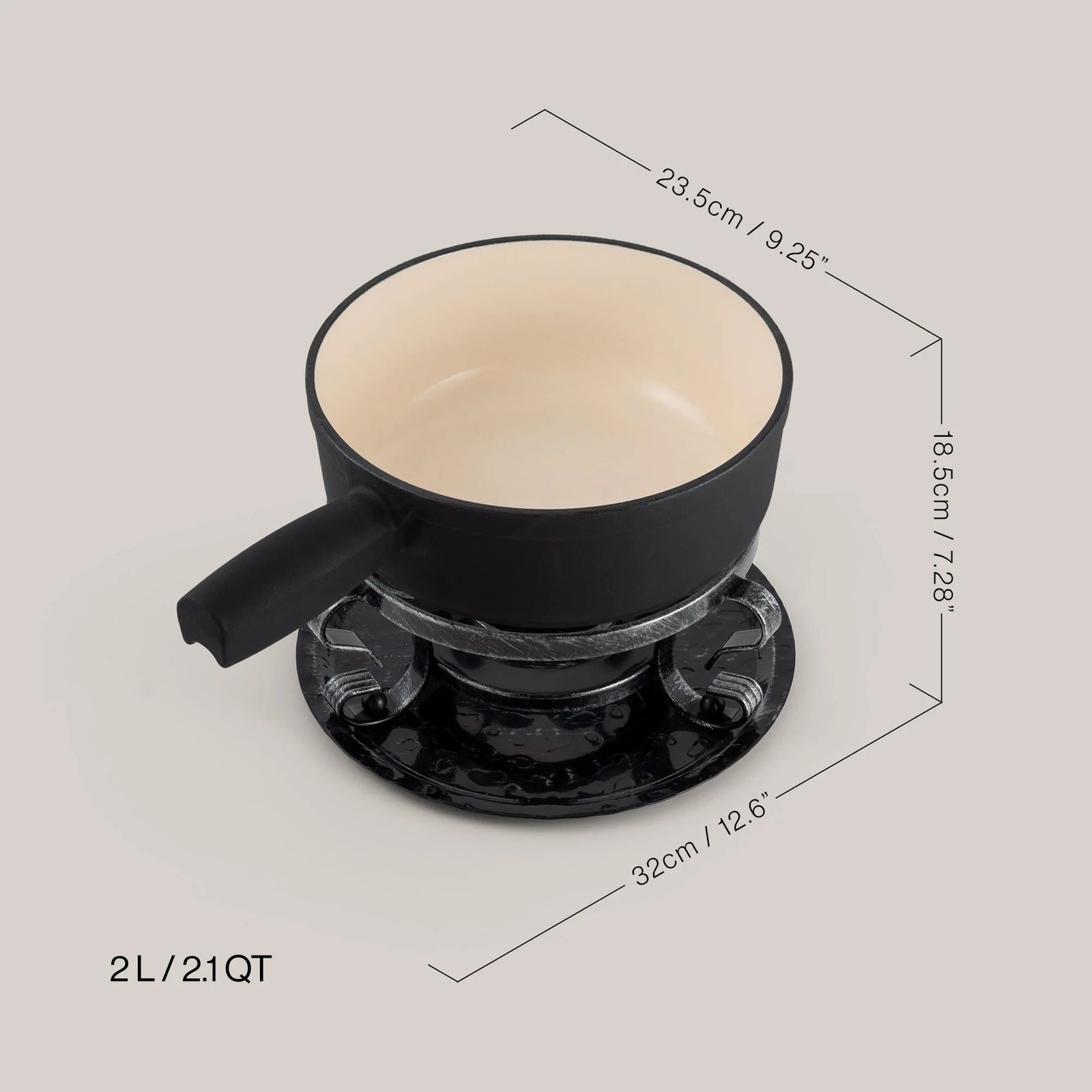 Swissmar Lugano Cast Iron Cheese Fondue Set – Black Matte