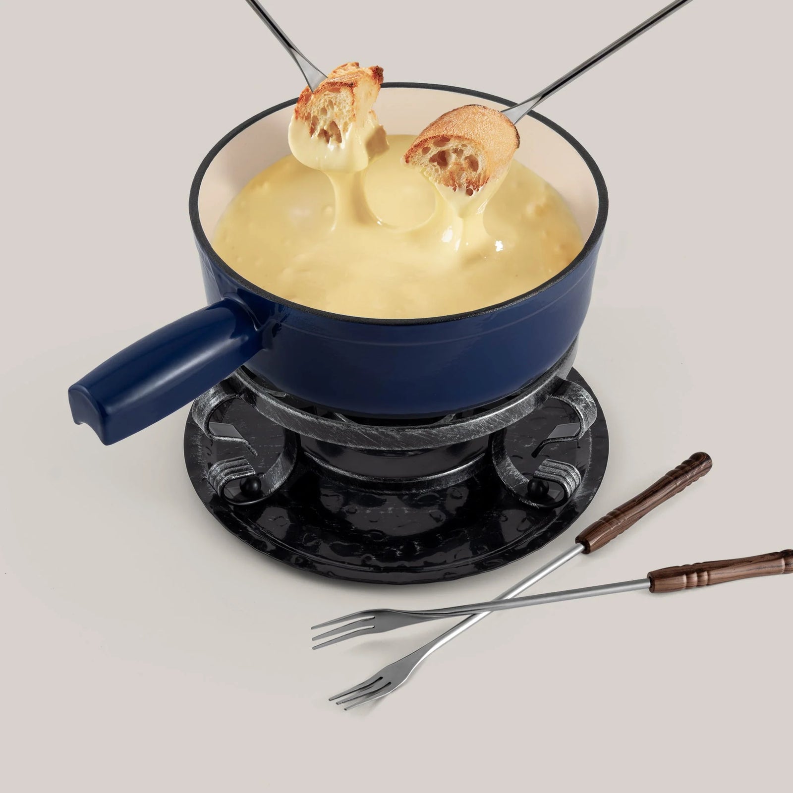Swissmar Lugano Cast Iron Cheese Fondue Set – Deep Blue