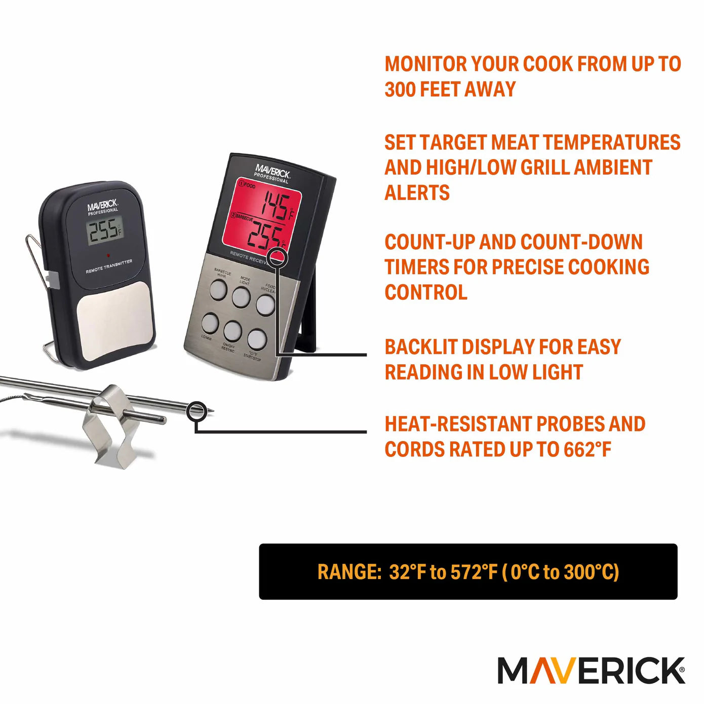 Maverick Long Range Wireless Barbeque Thermometer Dual Probe