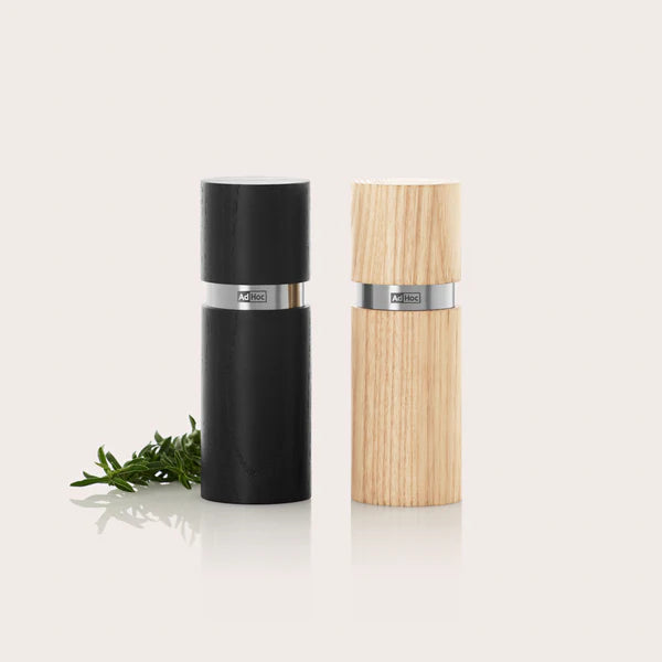 AdHoc Textura Salt and Pepper Mill Set – Light / Dark Ash Wood – 5.1" / 13 cm