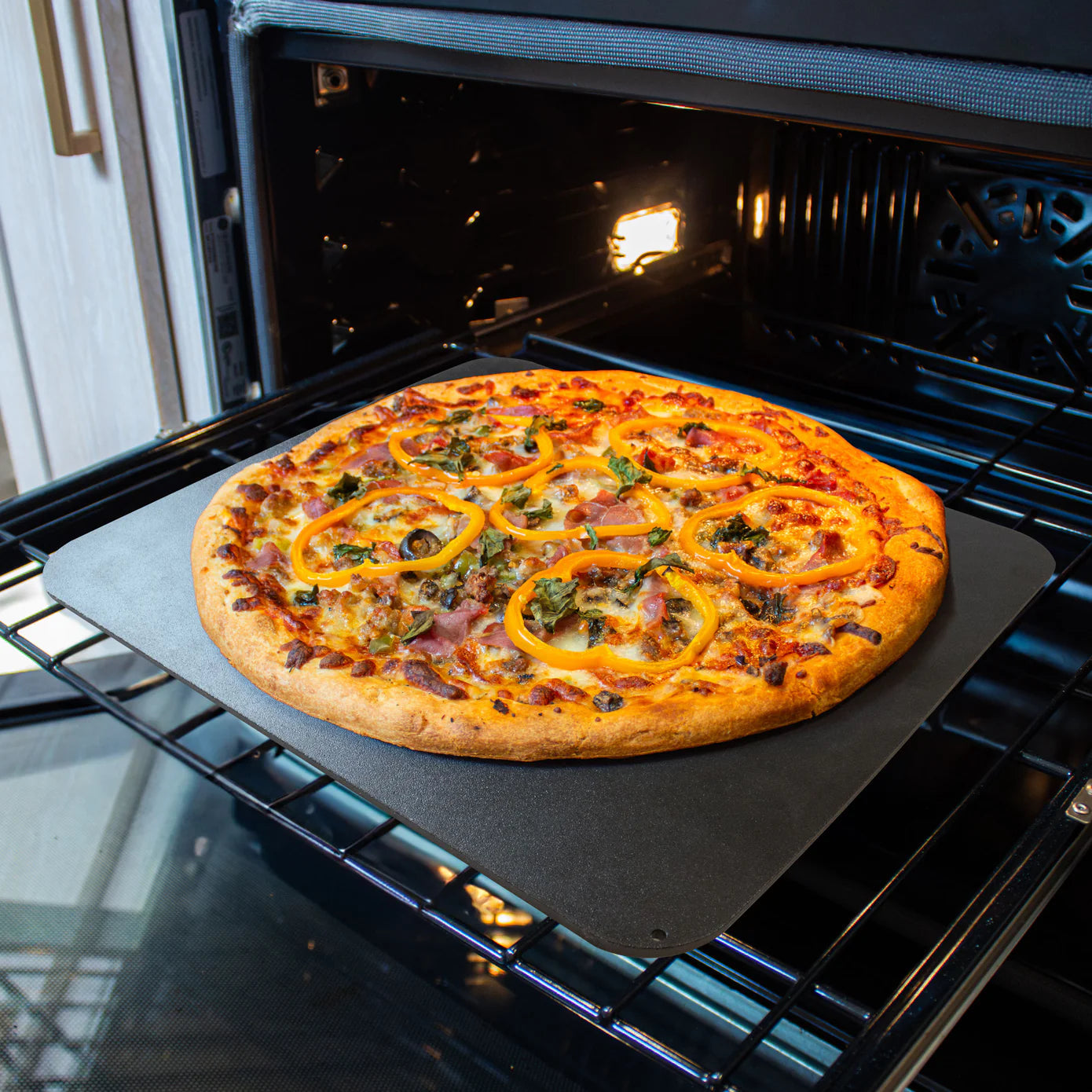 Old Stone Pizza Kitchen Pizza Steel with Moat, 14x14-Inch Old Stone Pizza Kitchen by Kitchen Niche