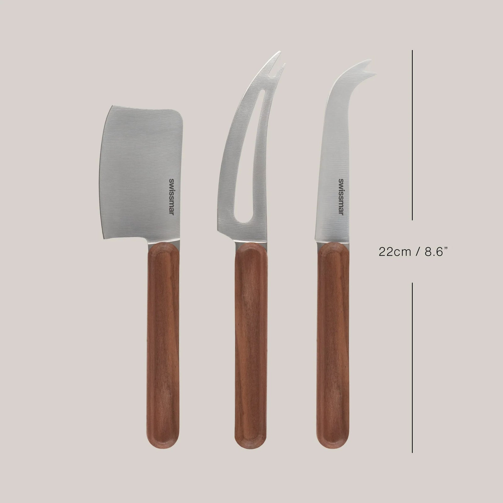 Swissmar Timber 3-Piece Walnut Handle Cheese Knife Set