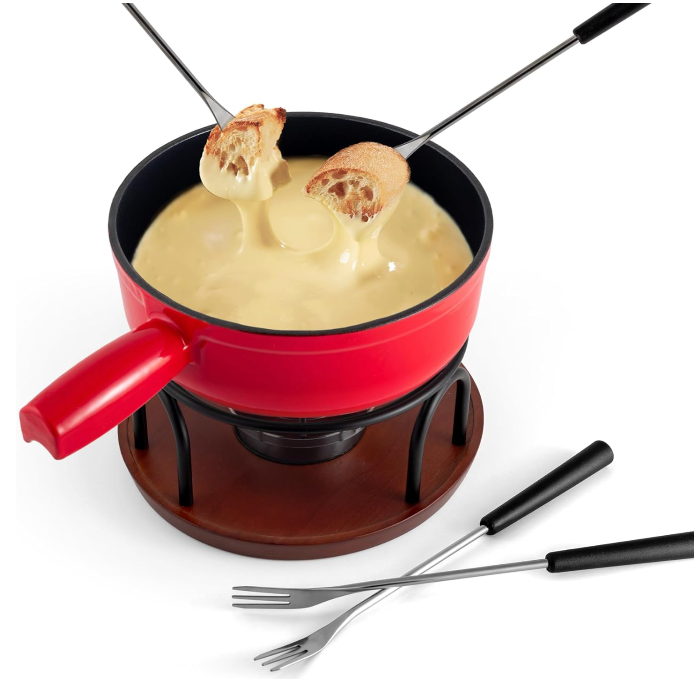 Swissmar Ticino Cast Iron Cheese Fondue Set – Red