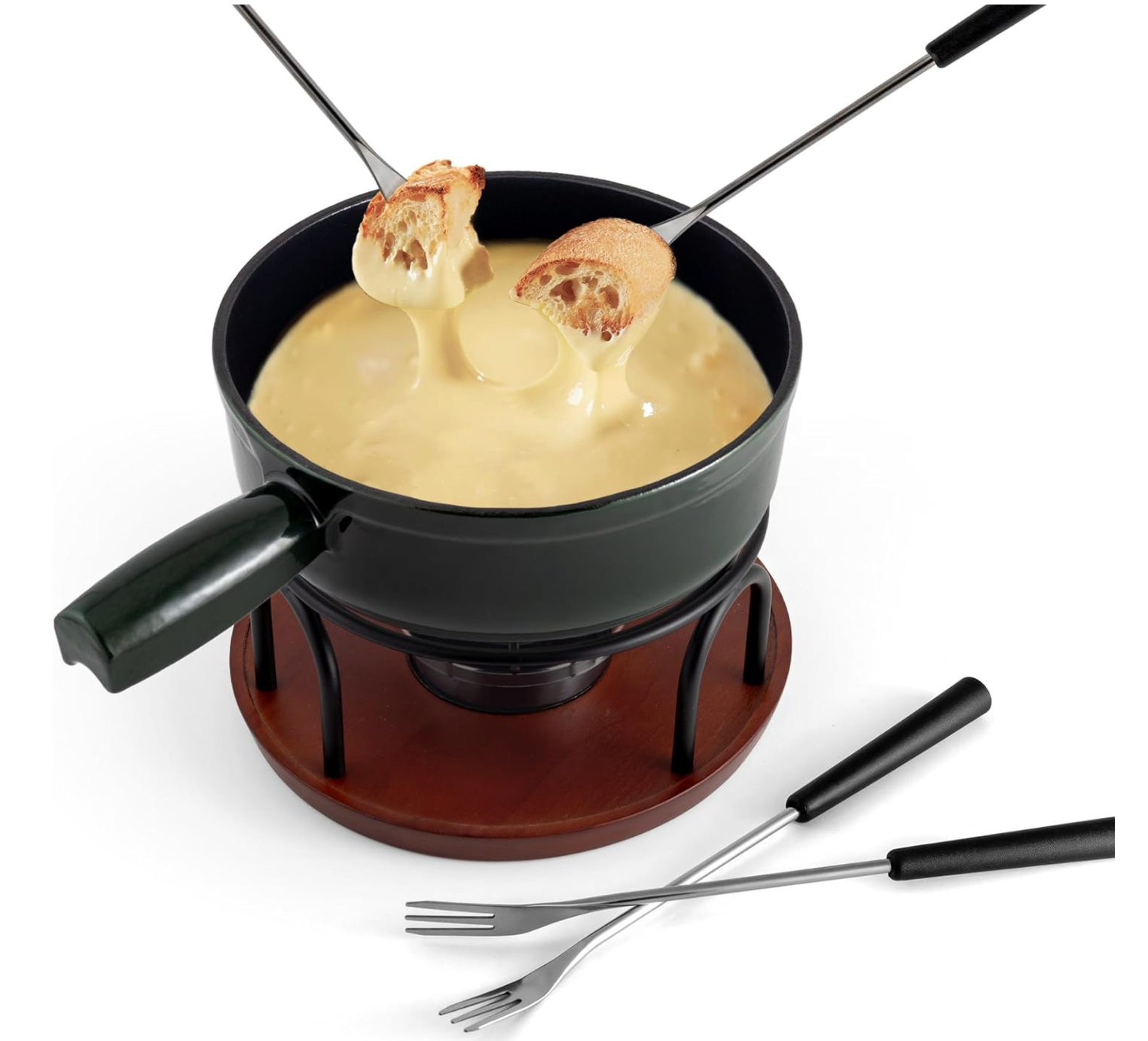 Swissmar Ticino Cast Iron Cheese Fondue Set – Green