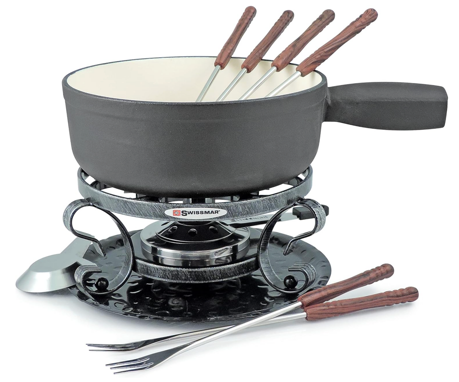Swissmar Lugano Cast Iron Cheese Fondue Set – Black Matte