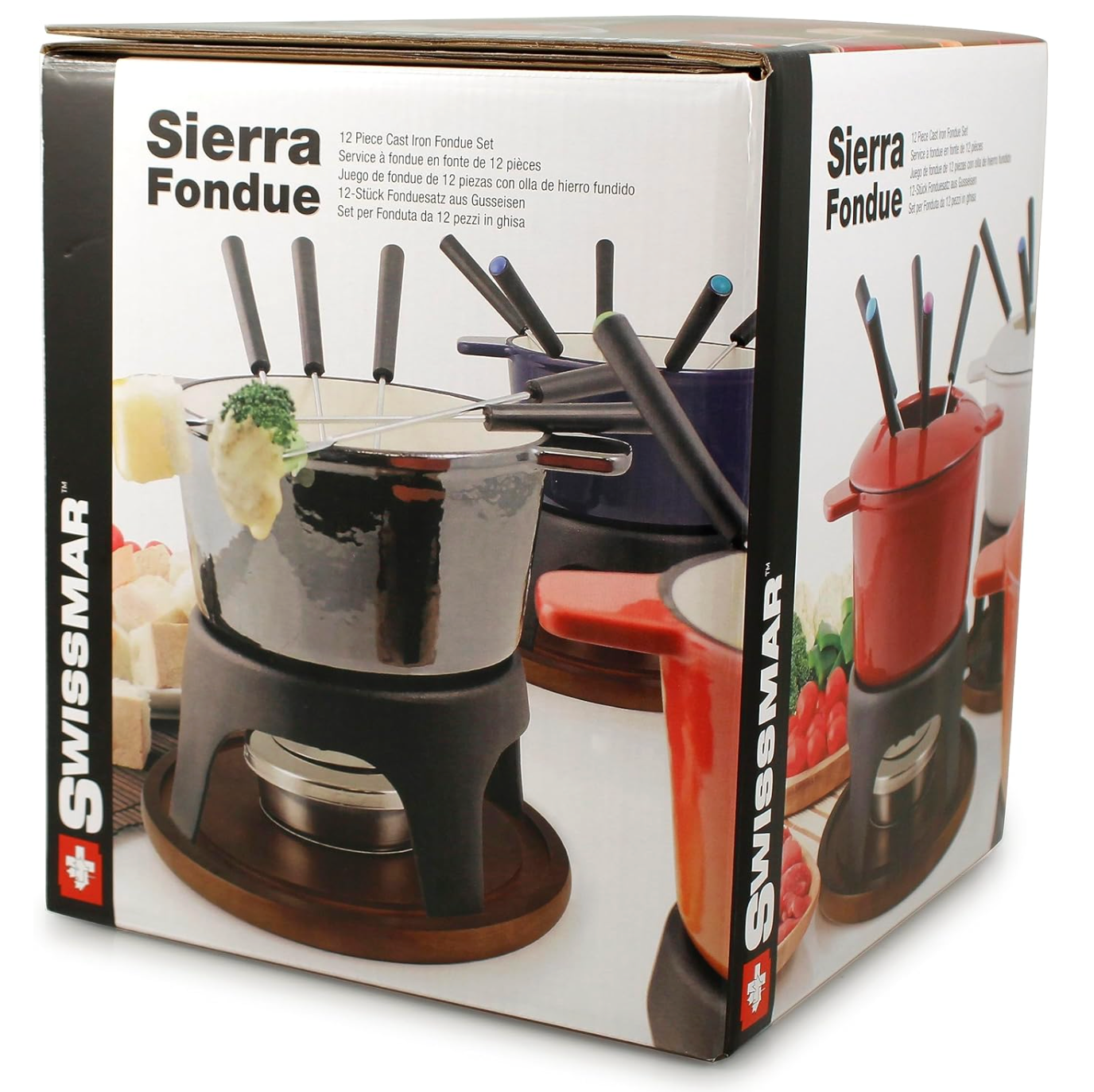 Swissmar Sierra Cast Iron Meat & Cheese Fondue Set – Matte White by Kitchen Niche