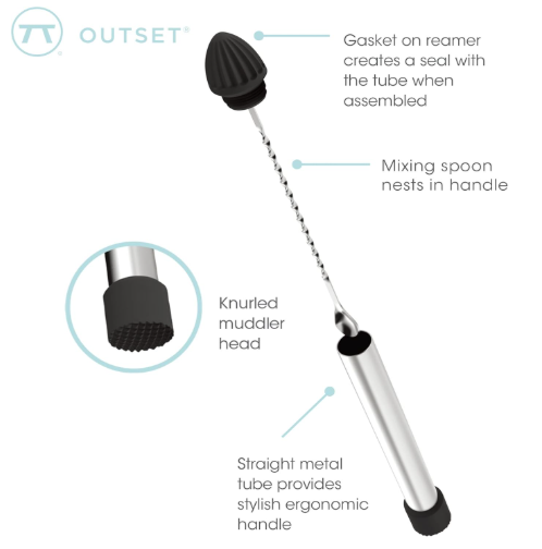 Outset 3-in-1 Muddler – Stirrer & Juicer Bar Tool