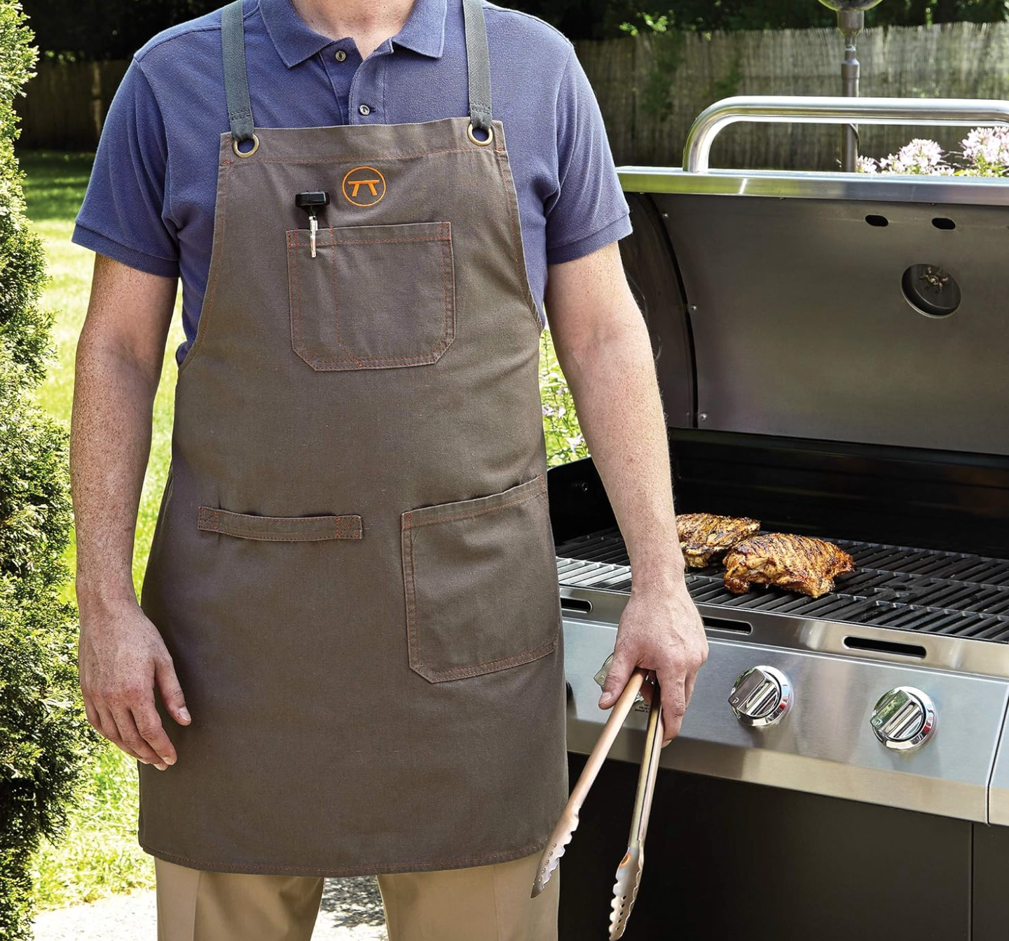 Outset Canvas Griller’s Apron – Brown with Multi-Pockets by Kitchen Niche