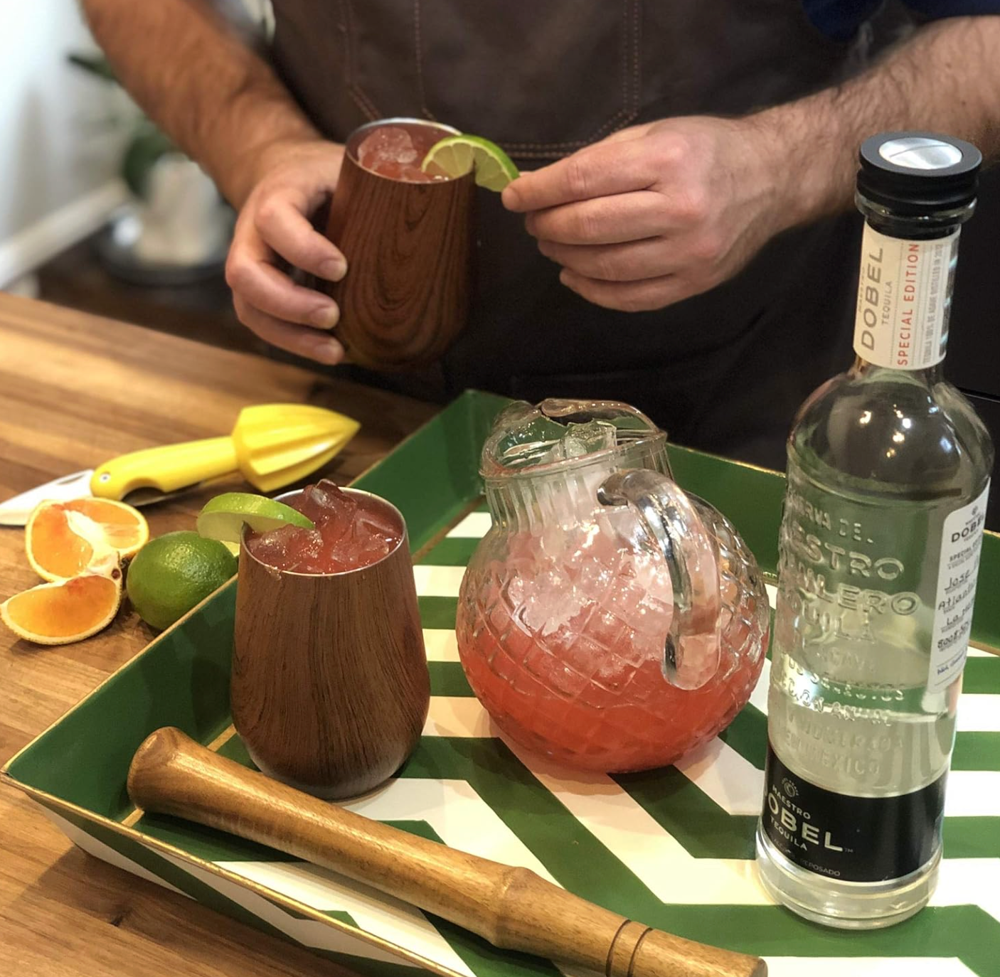 Outset Double Wall Wine Tumblers with Lids – Wood Grain Set of 2