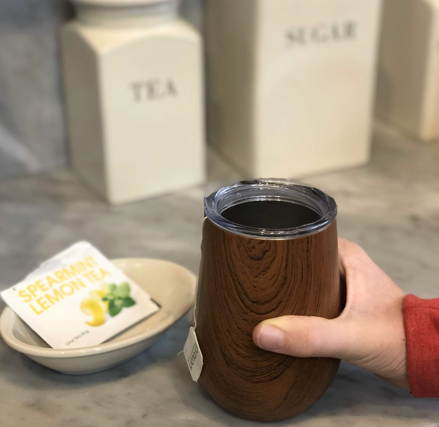 Outset Double Wall Wine Tumblers with Lids – Wood Grain Set of 2