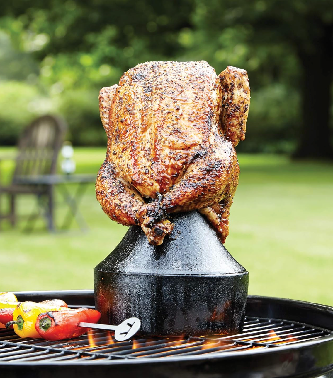 Outset Cast Iron Beer Can Chicken Holder & Flavor Infuser