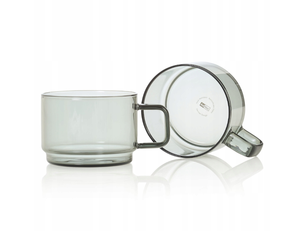 AdHoc Impact Espresso Cup Set – Grey Glass with Handle - 300 ml