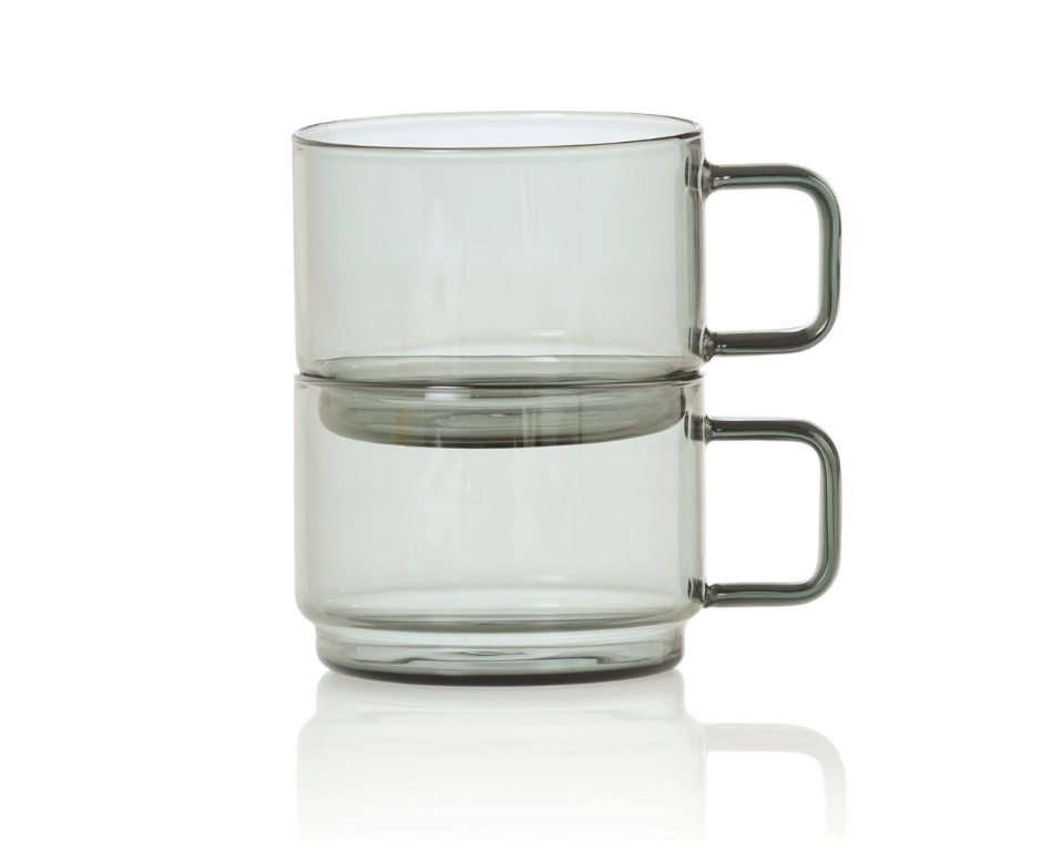AdHoc Impact Espresso Cup Set – Grey Glass with Handle - 300 ml