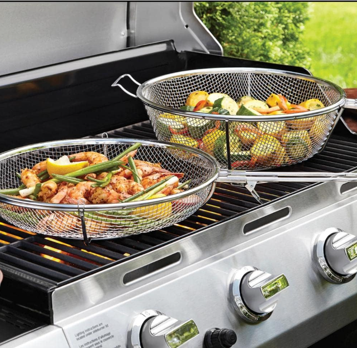Outset Jumbo Grill Basket – Stainless Steel with Removable Handles