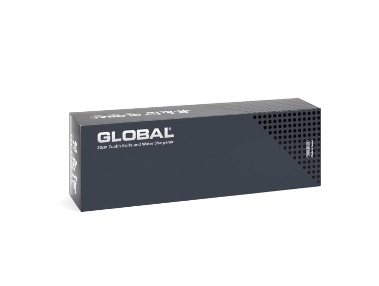 Global Knife & Sharpener Set 2pc (G2, 220 Grey Sharpener) Global by Kitchen Niche