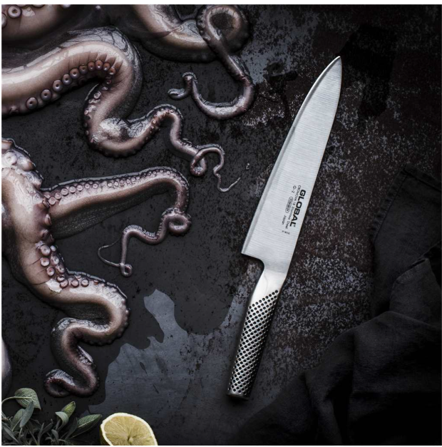 Global Knife & Sharpener Set 2pc (G2, 220 Grey Sharpener) Global by Kitchen Niche