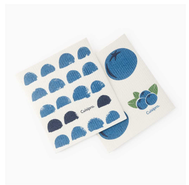 Cuisipro Reusable Eco Cleaning Cloth – 2pc Set 20 x 17 x 0.2 cm – Blue Dots & Blueberry Cuisipro by Kitchen Niche