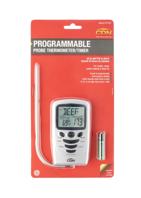 CDN Programmable Probe Thermometer Timer - Silver