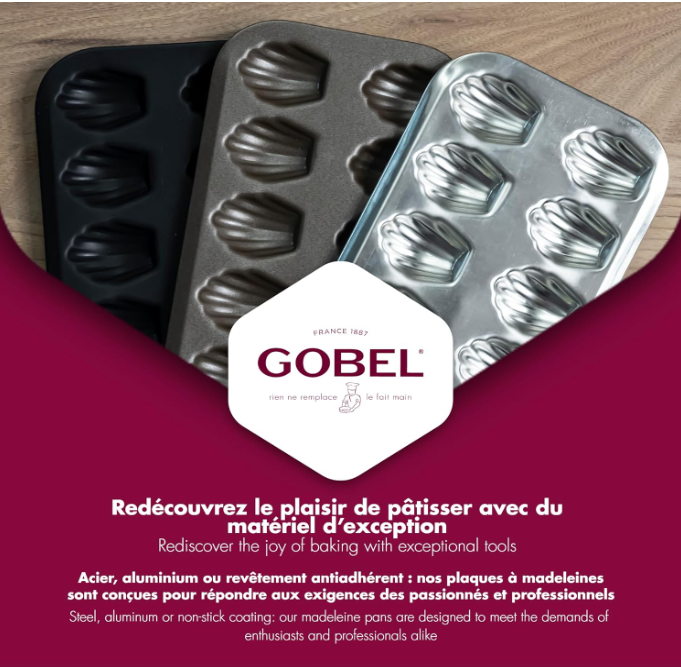 Gobel Madeleine Sheet Stamped for 12 Large – 15.5" x 8.6" / 39.5 x 22.5 cm