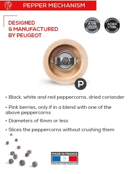 Peugeot Fidji Black Matte 12cm Pepper Mill by Kitchen Niche